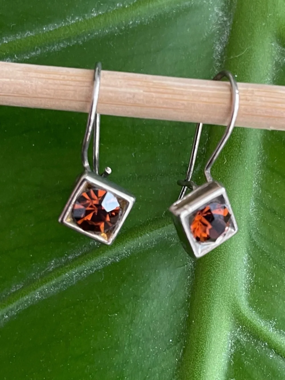 Sterling Silver Earrings with Pretty Sienna Stone with wire closure. - Picture 1 of 5